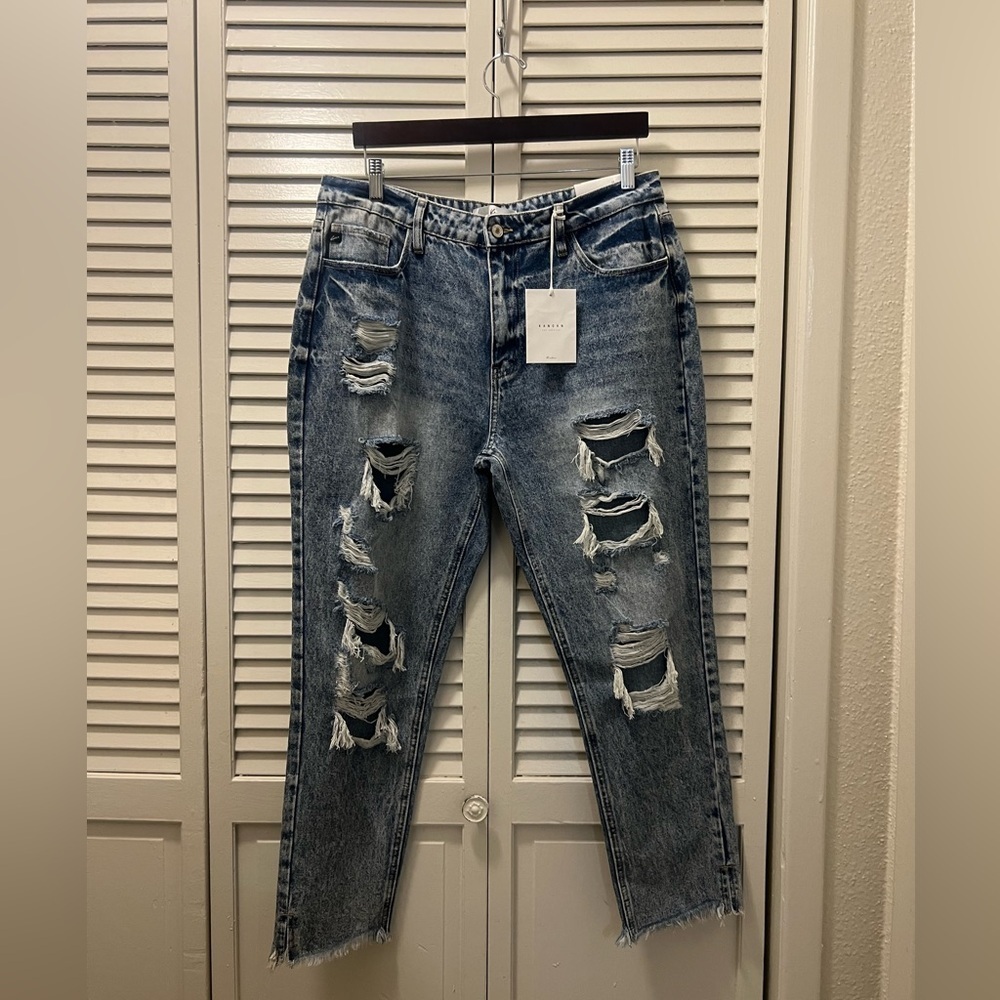 KANCAN Distressed Jeans Women style Acid Wash High Rise